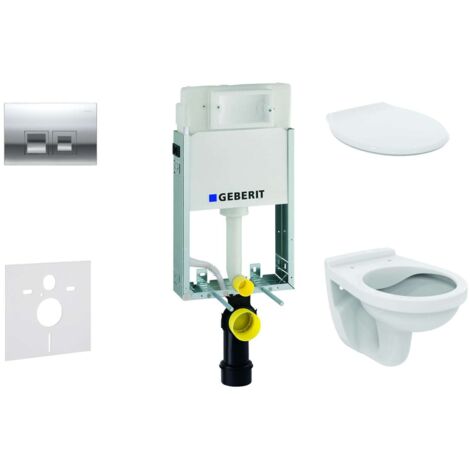 Geberit Kombifix - Set d'installation pré-murale, cuvette Alpha avec abattant, plaque de déclenchement Delta35, chrome brillant 110.100.00.1 NR5 (1/5)