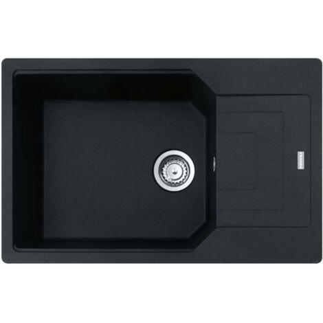 Franke – Évier en fragranit 1 bac 78x50 cm – Couleur onyx – Montage par le dessus – Égouttoir réversible – Siphon gain de place inclus (1/3)