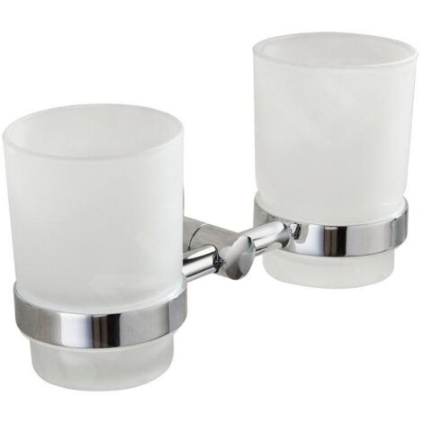 Aqualine Samba - Porte-verre double, chrome/verre lait SB105 (1/2)