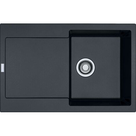 Franke – Évier en fragranit 1 bac 78x50 cm – Couleur onyx – Sous-meuble à partir de 450 mm – Bonde à panier 3 1/2“ avec trop-plein (1/4)