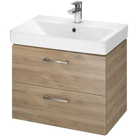 Cersanit Lara - Meuble avec lavabo, 46x59x38 cm, 2 tiroirs, noyer S801-319-DSM (1/3)