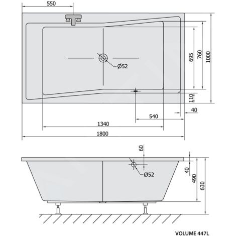 Polysan Baignoires - Baignoire Quest 1800x1000x490 mm, blanche 78511
