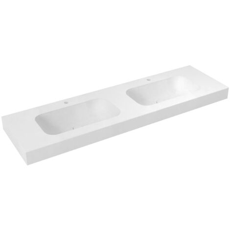 EMICO Double-Washbasin Central, 170x50 cm, version L, Rockstone blanc mat (1/5)