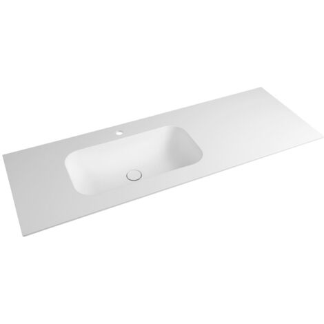 Lavabo ARUBA à gauche, 140x51,5 cm, Rockstone blanc mat