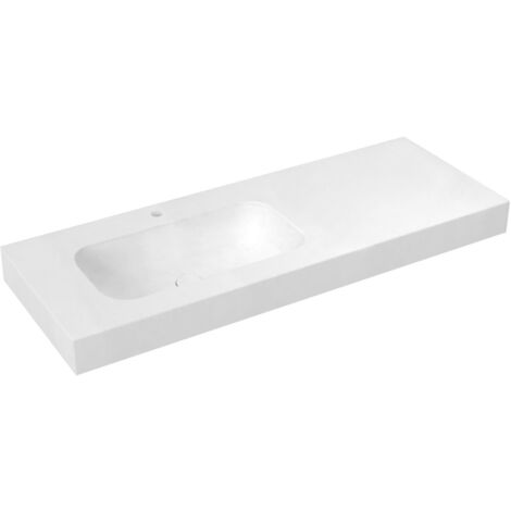 Lavabo EMICO à gauche, 160x50 cm, version L, Rockstone blanc mat (1/5)