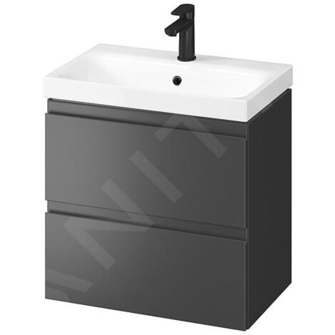 Cersanit Moduo - Meuble lavabo, 57x60x38cm, 2 tiroirs, anthracite S590-088 (1/3)