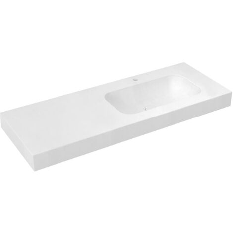 EMICO Lavabo à droite, 160x50 cm, version L, tapis blanc Rockstone (1/5)