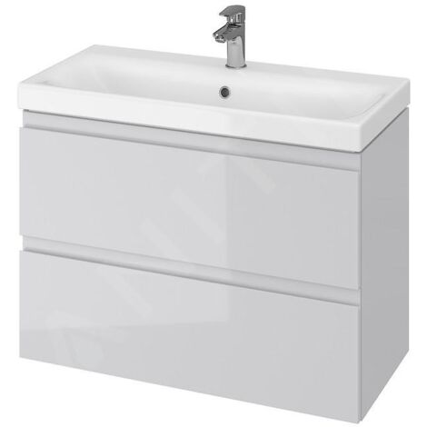 Cersanit Moduo - Meuble-lavabo, 57x80x38cm, 2 tiroirs, gris S929-001 (1/2)