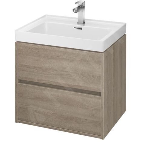 Cersanit Crea - Meuble-lavabo, 53x59x45 cm, 2 tiroirs, chêne S924-008 (1/2)
