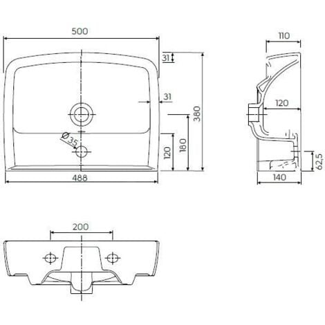 Kolo Rekord - Lavabo, 500x380 mm, 1 point d'amorçage, blanc K91952000