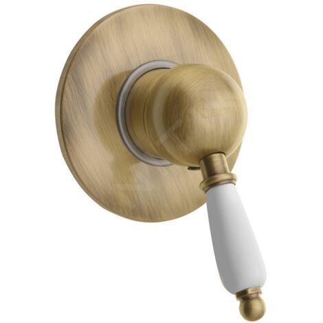 Sapho Kirké - Mitigeur de douche encastré White, 1 sortie, manette blanche, bronze KI41BB (1/2)