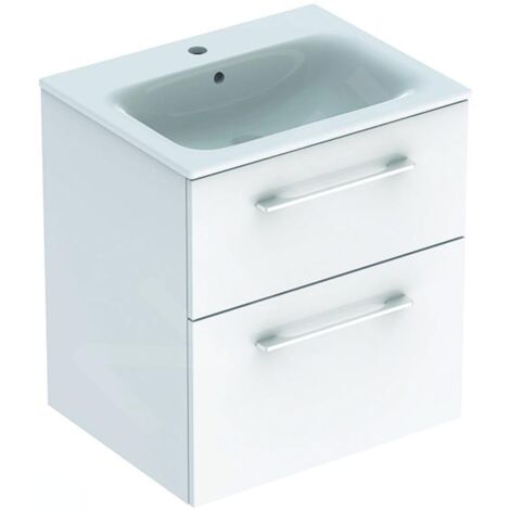Geberit Selnova Square - Meuble-vasque 635x588x480 mm, avec vasque, 2 tiroirs, blanc brillant 501.236.00.1 (1/3)