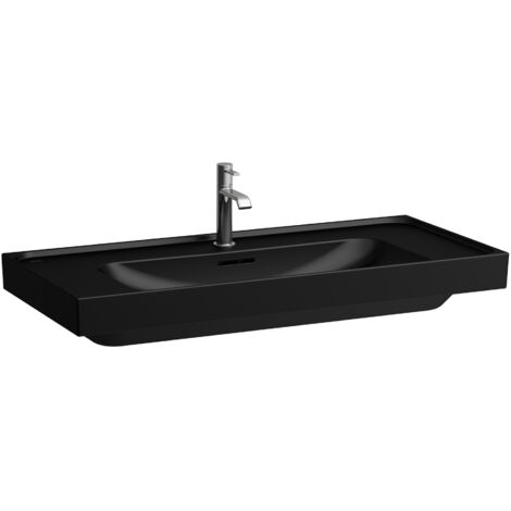 Laufen Meda - Lavabo, 100x46 cm, avec trop-plein, trou pour robinet, noir mat H8101197161041 (1/5)