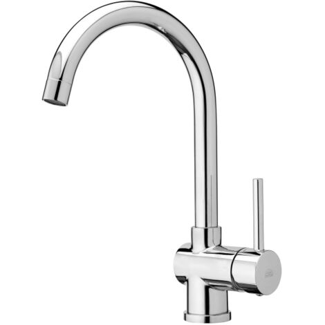 Mitigeur évier avec bec orientable Acier regardant Paffoni Stick série SK180ST Laiton - Steel looking (1/2)