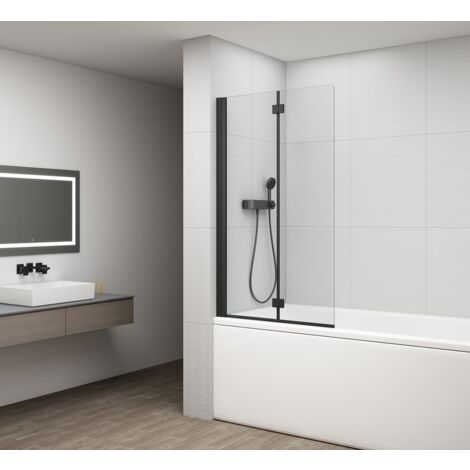 ROTA BLACK Écran de bain 900mm, verre clair (1/4)