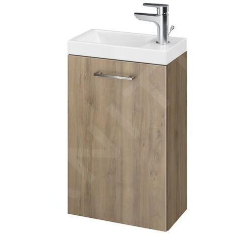 Cersanit Lara - Meuble avec lavabo, 59x39x22 cm, 1 porte, charnières G/D, noyer S801-188-DSM (1/3)