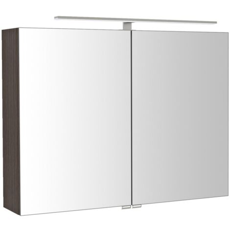 Armoire à miroir RIWA avec éclairage LED, 81x70x17cm, pin rustique (1/5)