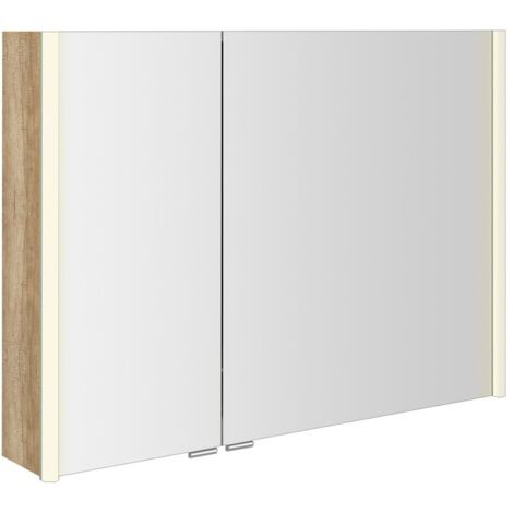 ALIX Armoire miroir avec éclairage LED 96x70x17,5cm, chêne Alabama (1/2)