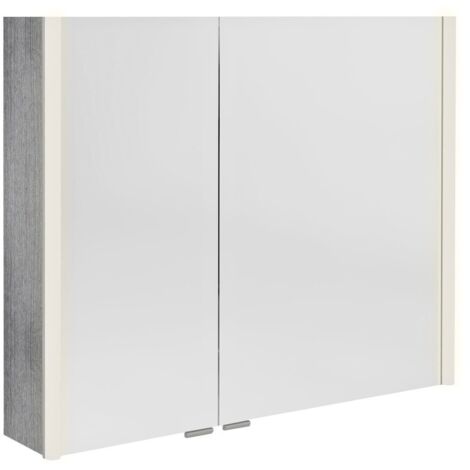ALIX Armoire miroir avec éclairage LED 86x70x17,5cm, chêne argenté (1/2)