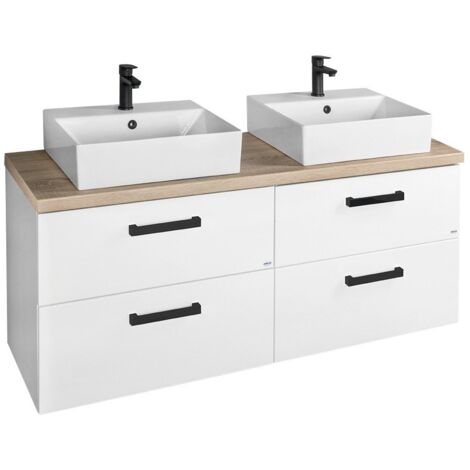 Ensemble de meubles de salle de bain VEGA, largeur 104 cm, chêne blanc/platin (1/5)