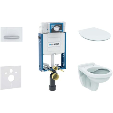 Geberit Kombifix - Set d'installation pré-murale, cuvette Alpha avec abattant, plaque de déclenchement Sigma50, blanc alpin (1/5)