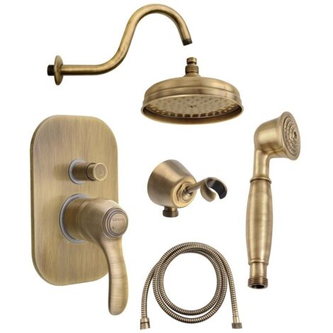 KIRKÉ Douche en béton Set avec un seul levier Mixer Tap, 2 Outlets, chrome (1/2)