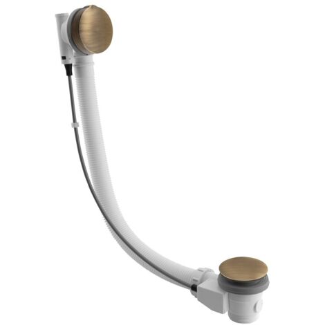 Bonde de trop-plein de baignoire escamotable (L) 975 mm, bouchon 72 mm/bronze (1/4)