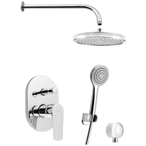 LOTTA Douche en béton Set avec un seul levier Mixer Tap, 2 Outlets, Chrome (1/2)