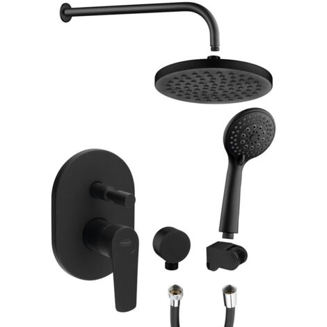 LOTTA Douche en béton Set avec un seul levier Mixer Tap, 2 Outlets, noir mat (1/2)