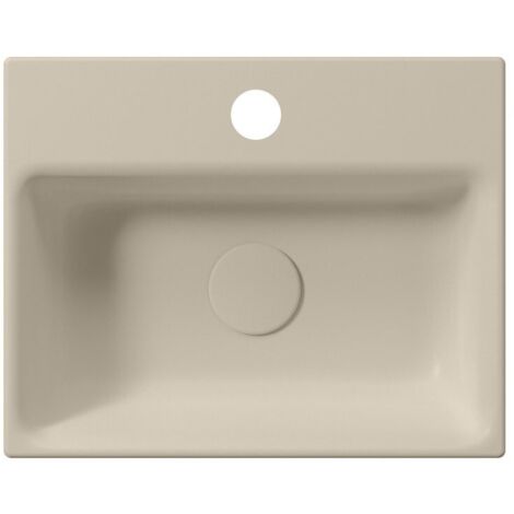 NUBES lavabo en céramique 40x32cm, bord inférieur groud, creta mat (1/5)