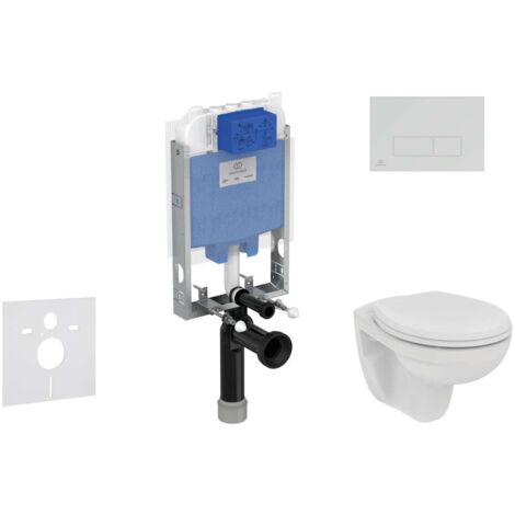 Ideal Standard ProSys - Ensemble pour WC suspendu, cuvette et abattant Eurovit, Plaque de déclenchement Oleas M2, Rimless, SoftClose, chrome ProSys80M SP123 (1/5)