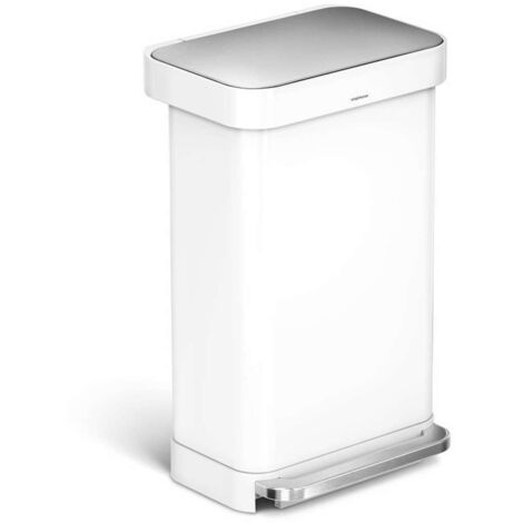 Simplehuman Poubelles - Poubelle avec poche pour sacs, 45 l, blanc CW2027 (1/5)