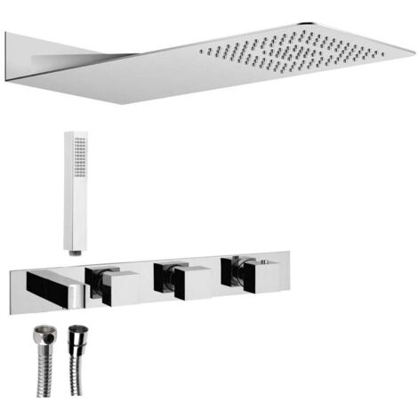 Sapho Douches - Set de douche avec thermostat encastré, corps d’encastrement, 50x22 cm, chrome MB453-01 (1/2)