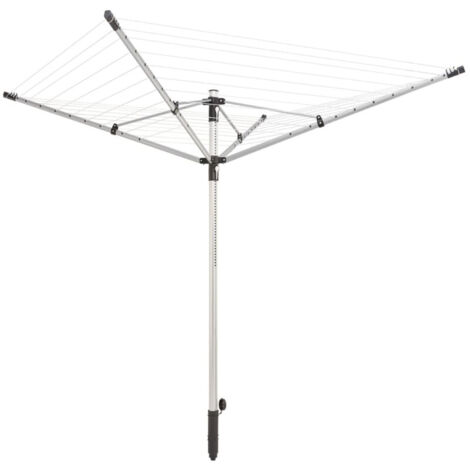 Leifheit – Séchoir parapluie LinoPush 500 – 50 m d’étendage – Résistant aux intempéries – 12 œillettes pour cintres – Fixation béton (1/10)