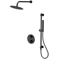Cersanit Zen - Set de douche avec thermostat encastré, avec corps d’encastrement, diamètre 25 cm, noir S952-033