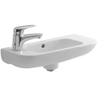 Duravit – Lave-mains à poser 50x22 cm semi-circulaire – Trou robinet à gauche – Céramique blanche – Montage mural – 7065000092