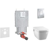 Grohe Uniset - Set de bâti-support, toilette japonaise et abattant Tece, plaque de déclenchement Skate Cosmo, Rimless,