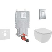Grohe Uniset - Set de bâti-support, WC suspendu Rimless + abattant Ideal Standard Tesi, plaque de déclenchement Skate Cosmopolitan, chrome 38643SET-KE
