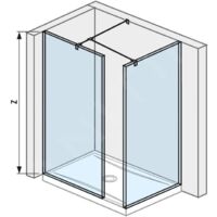 Jika Pure - Walk In d’angle, 2 parois 684x2000 mm et 784x2000 mm, avec finition Jika Perla Glass H2684230026681