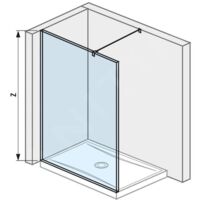Jika Pure - Paroi latérale en verre, 1200x2000 mm, avec finition Jika Perla Glass H2674230026681