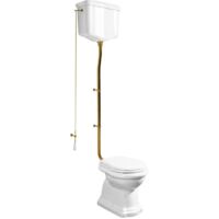 Cuvette WC RETRO avec réservoir d'eau, siphon en P, blanc-bronze