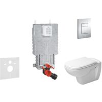 Grohe Uniset - Ensemble bâti-support, cuvette de toilette et siège D-Code, Rimless, SoftClose, plaque Skate Cosmo, chrome