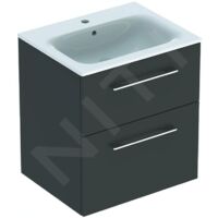 Geberit Selnova Square - Meuble-vasque 635x588x480 mm, avec vasque, 2 tiroirs, gris velouté mat 501.237.00.1
