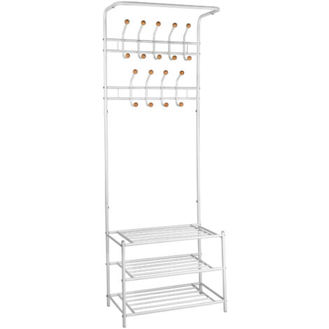 Appendiabiti Verticale Avilia - Con 3 Ripiani E Portagrucce, Salvaspazio, Acciaio E TNT - Foto 7
