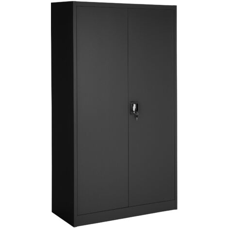 Armadio portadocumenti a 6 scomparti e asta appendiabiti - Armadio a 2 ante, armadio ripostiglio, armadio ufficio - 90 cm