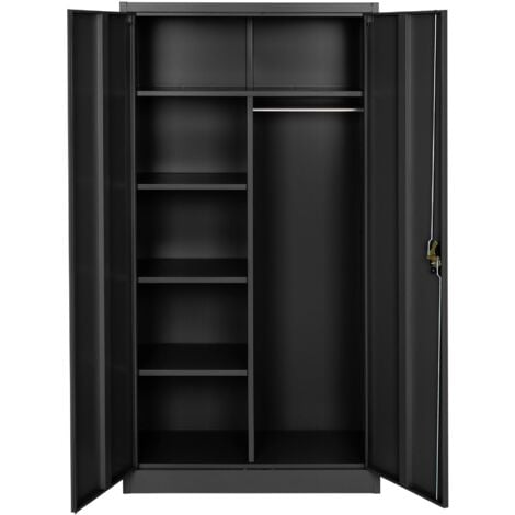 Armadio portadocumenti a 6 scomparti e asta appendiabiti - Armadio a 2 ante, armadio ripostiglio, armadio ufficio - 90 cm