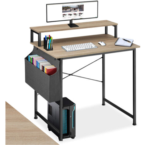 Scrivania stile industriale con supporto legno chiaro