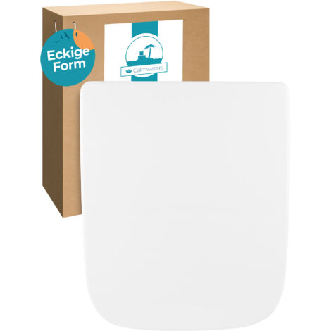 Calmwaters® Antibakterieller WC Sitz für Keramag Renova Nr. 1 Plan 202150 & 202160, Toilettensitz mit Absenkautomatik, Duroplast Klositz, Toilettendeckel abnehmbar, überlappend, Weiß, 26LP3461
