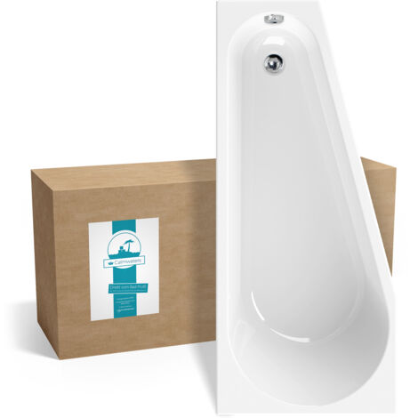 Calmwaters® Raumsparende Eckbadewanne 160x70 cm, Acrylwanne Essential Small, platzsparende Badewanne in rechter Ausführung, Maße 160 x 70 cm, Eck-Badewanne in Weiß, 02SL3329