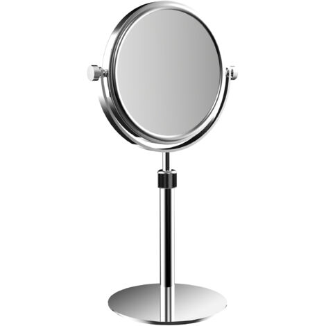 Calmwaters Rasierspiegel/Kosmetikspiegel Standspiegel, 3/1-fach Vergrößerung, chrom, rund, zweiseitig, höhenverstellbar, 360° drehbar, Kristallglas, Metallfuß, 80BS6247